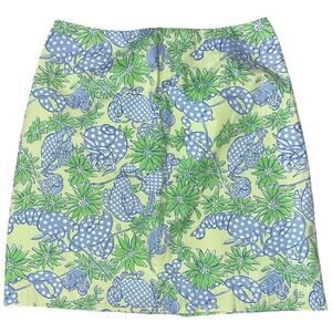 Lilly Pulitzer Vintage Size 4 Blue Green Seafood Salad Crab Lobster Print Skirt